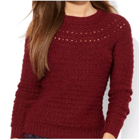 Lauren Ralph Lauren Sweaters - Lauren Ralph Lauren Pointelle Crewneck Sweater alpaca Wool Claret Medium